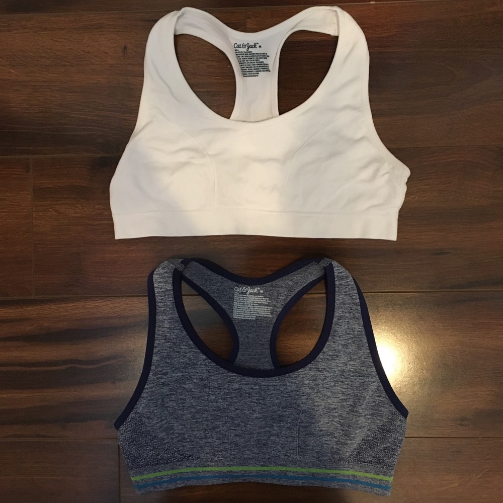 Girls’ Raceback Bras Cat & Jack - White & Navy Set